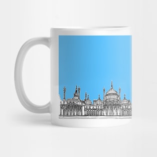 Brighton Royal Pavilion Facade Drawing ( Pale blue version ) Mug